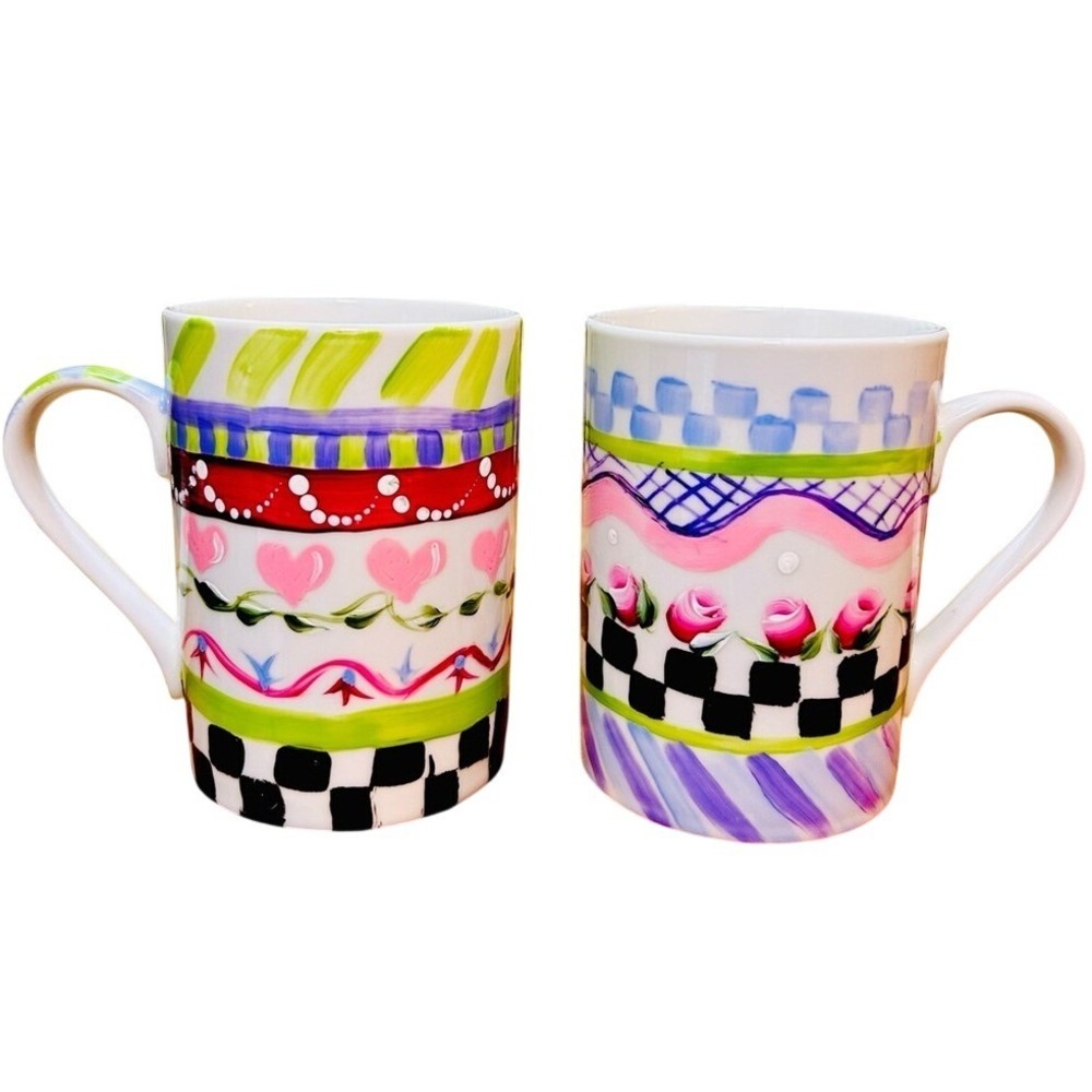 Hand-Painted Ralph Lauren Club Mugs – Signed "LL" (Pair)